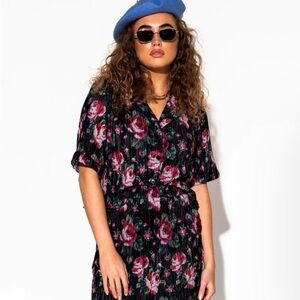 Dressed in LALA Ćest la Vie Plissé Skirt Set in Cross Stitch Floral.